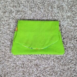 Pocket Wallet Card Holder Coin Purse Small Compact‎ Lime/Paint Strokes Handmade